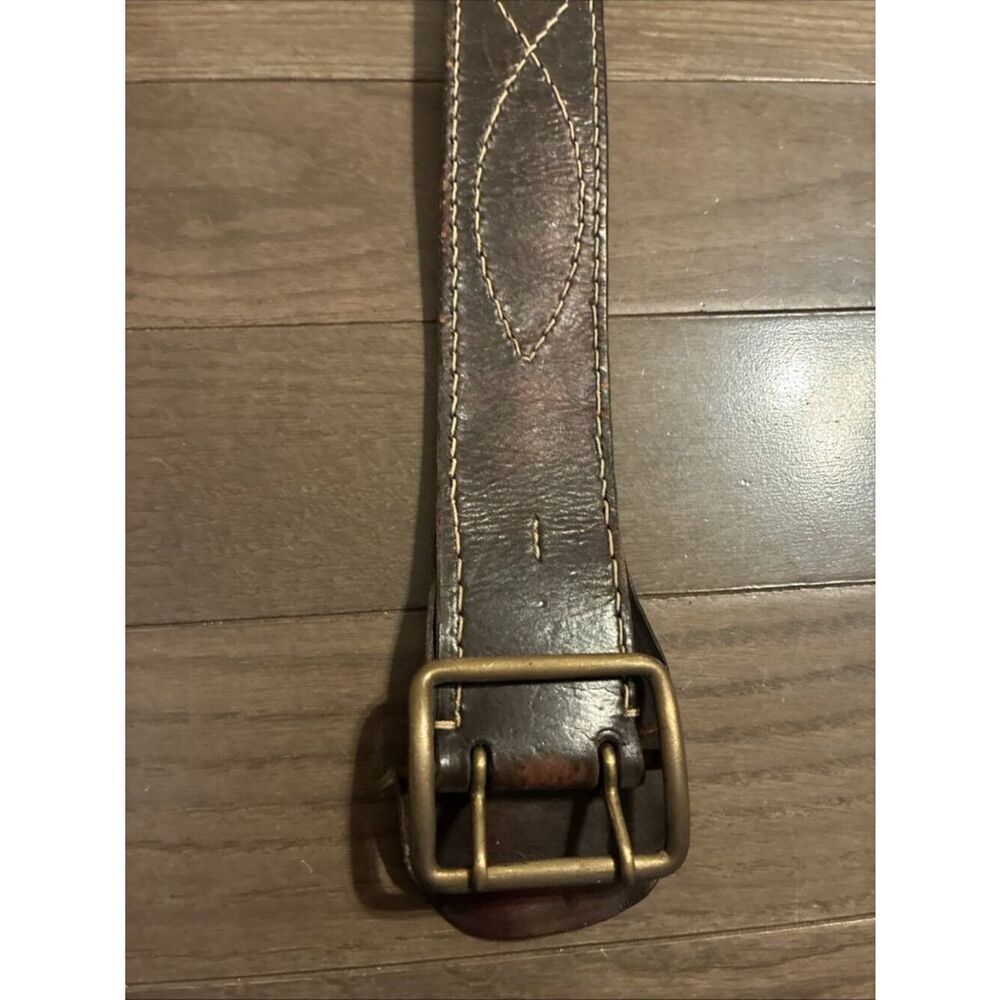 Unisex Vintage Brown Western Leather Belt 45 In Long